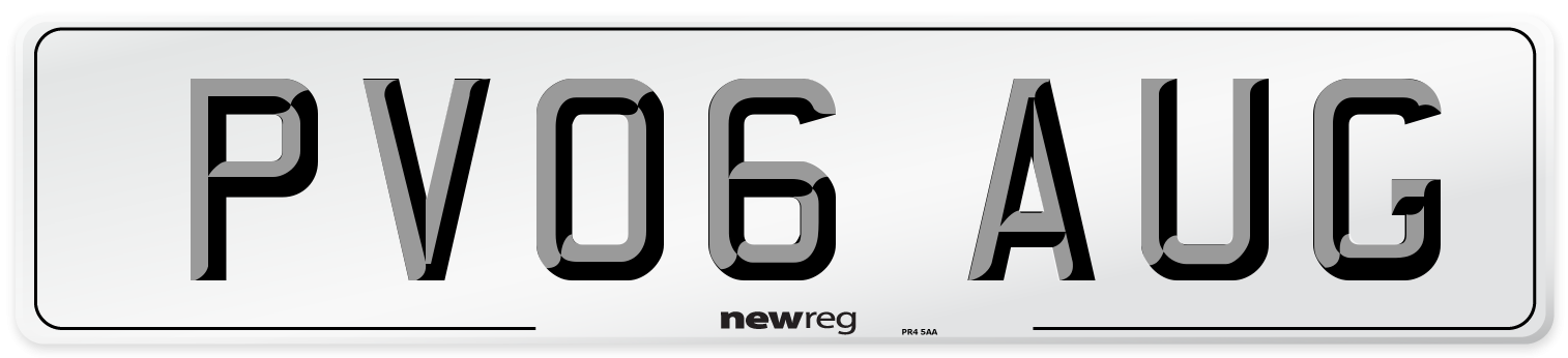 PV06 AUG Number Plate from New Reg